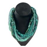 Multi-Strand Turquoise Color Beaded Necklace
