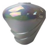 Iridescent White Art Glass Swirl Vase 12 H