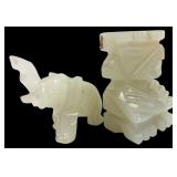 Carved Onyx Alabaster Elephant & Totem Figures