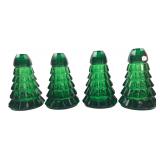 Set of 4 Green Glass Christmas Tree Shakers