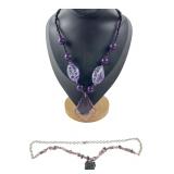 Purple Faceted Bead Necklace & Bracelet Set
