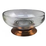 Clear Glass Bowl with Copper Base 10 in