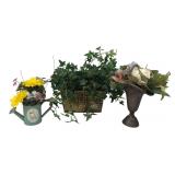 Artificial Floral Arrangements in Metal Planters