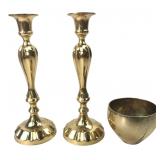 Brass Candlesticks & Small Bowl India
