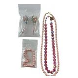 Pink Faux Pearl & AB Crystal Jewelry Set