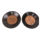 Pair of Hungarian Copper Wall Plaques, 8.5"