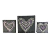 J. Harper Set of 3 Impasto Heart Paintings
