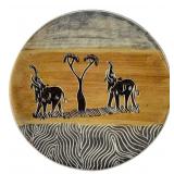 African Style Inlay Stoneware Elephant Plate