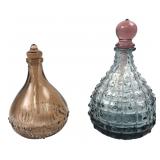 Two Vintage Textured Glass Perfume Bottles