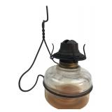 Miniature Clear Glass Oil Lamp Wire Frame