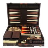 Backgammon Set in Brown Case with Book