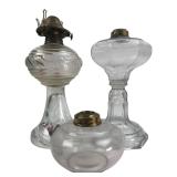 Assorted Clear Glass Oil Lamps