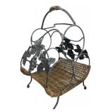 Wrought Iron & Wicker Grapevine Wine Rack
