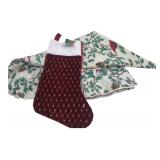 Christmas House Stocking & 60" Round Tablecloth