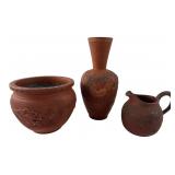 3-Piece Terracotta Dragon Pottery Set