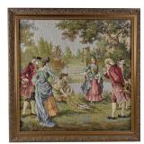 Framed Rococo Style Woven Tapestry 22x22"