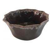 Calif USA Brown Drip Glaze Scalloped Bowl
