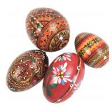 Set of 4 Hand-Painted Wooden Pysanky Style Eggs