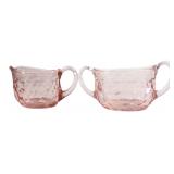VTG Duncan Miller Pink Glass Creamer & Sugar