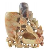 Chinese Carved Soapstone Floral Double Vase