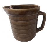 USA Pottery Brown Ribbed Ceramic Pitcher