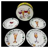 Rosanna Votre Sante Set of 4 Plates 8 1/4" Dia