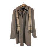 London Fog XL Taupe Coat with Plaid Scarf