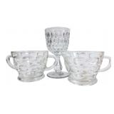 Clear Pressed Glass Thumbprint Pattern Set