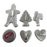 Set of 6 Vintage Metal Cookie Cutters