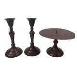 Rustic Metal Candlesticks & Pillar Stand