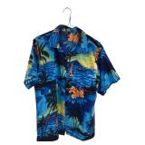 Blue Scenic Palm Tree Hawaiian Shirt Size L