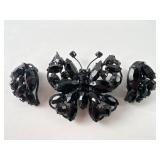 Regency Black Rhinestone Butterfly Brooch
