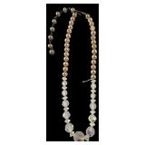 Vintage Faux Pearl & AB Crystal Necklace