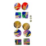 5 Pairs Handmade Abstract Wood Stud Earrings