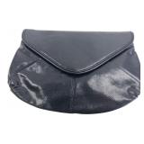 Navy Blue Faux Leather Envelope Clutch Purse