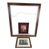 Three Assorted Wood Frames with Art & Photo