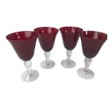 Artland Iris Ruby Red Bubble Glass Goblets 8"H