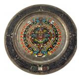 Mexico Aztec Calendar Metal Plate 11" Dia