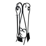 Black Wrought Iron Style Fireplace Tool Set