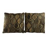 Pair of 18' Woven Leaf Pattern Throw Pillows