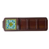 Vintage Japan Wood Cheese Tray with Tile