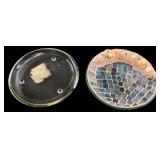 Coastal Mosaic Glass Coaster Dish Set 5.5 in