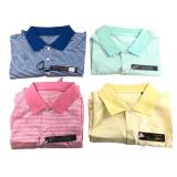 Set of 4 Supima Cotton Striped Polo Shirts Size L