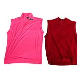 Seabreeze Pink Top & Red Merino Wool Vest L
