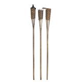 Set of Three Bamboo Tiki Torches