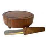 Vintage Japanese Wood Cheese Board & Knife