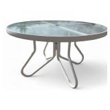 White Metal Glass Top Patio Table