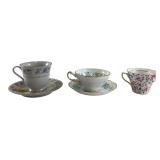 Mixed Lot of 3 Floral Teacups & Saucers