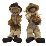 Pair of Fall Harvest Scarecrow Shelf Sitters