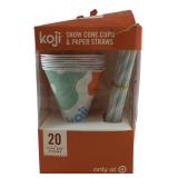 Koji Snow Cone Cups & Paper Straws Set of 20